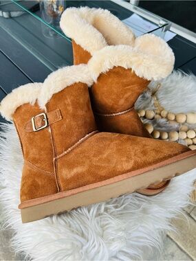 Style & Co. Chestnut Brown Suede Cozy Shearling Winter Boots